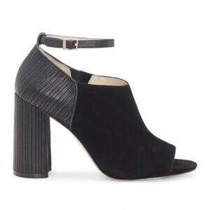 Louise et Cie Keran Suede Peep Toe Bootie Ankle‎ Strap Black Size 10 Minimal